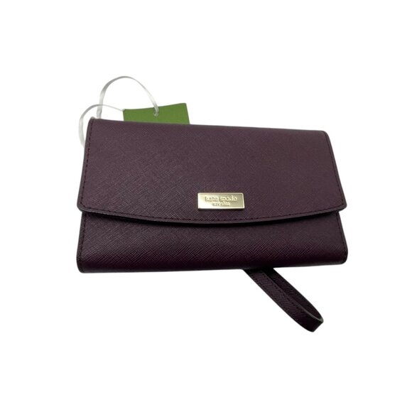 Kate Spade Saffiano Burgundy Leather Women's Phone Case Wallet Wristlet 6" - Picture 5 of 13